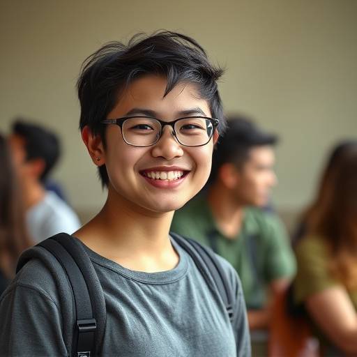 Estudante sorrindo depois do curso